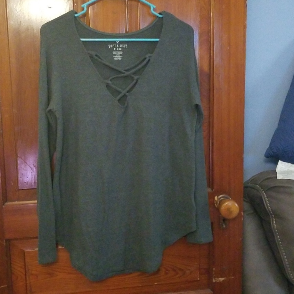 Plush strappy sweater